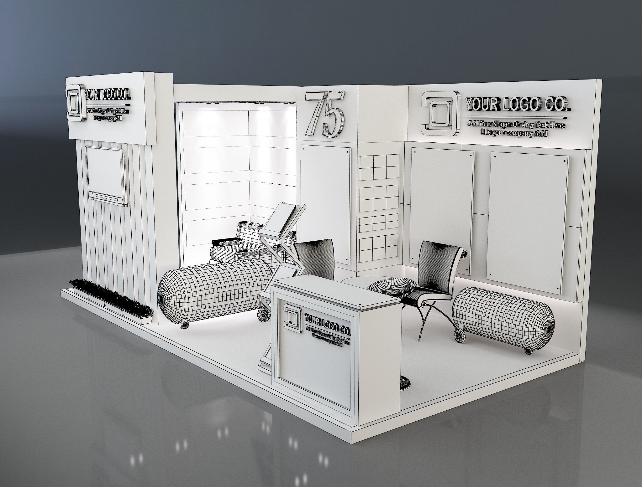 Booth Exhibition Stand a203 3D model_3