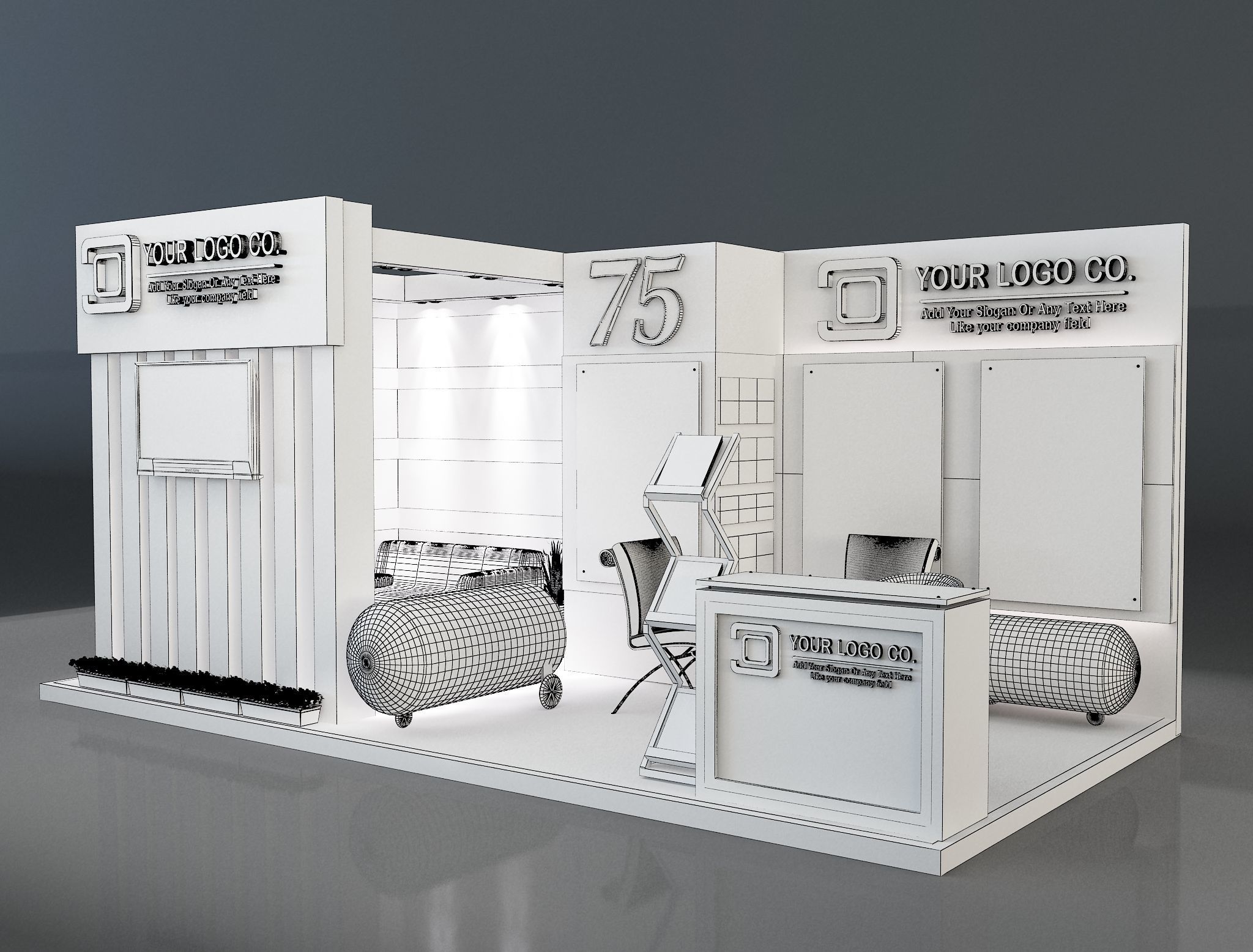 Booth Exhibition Stand a203 3D model_11