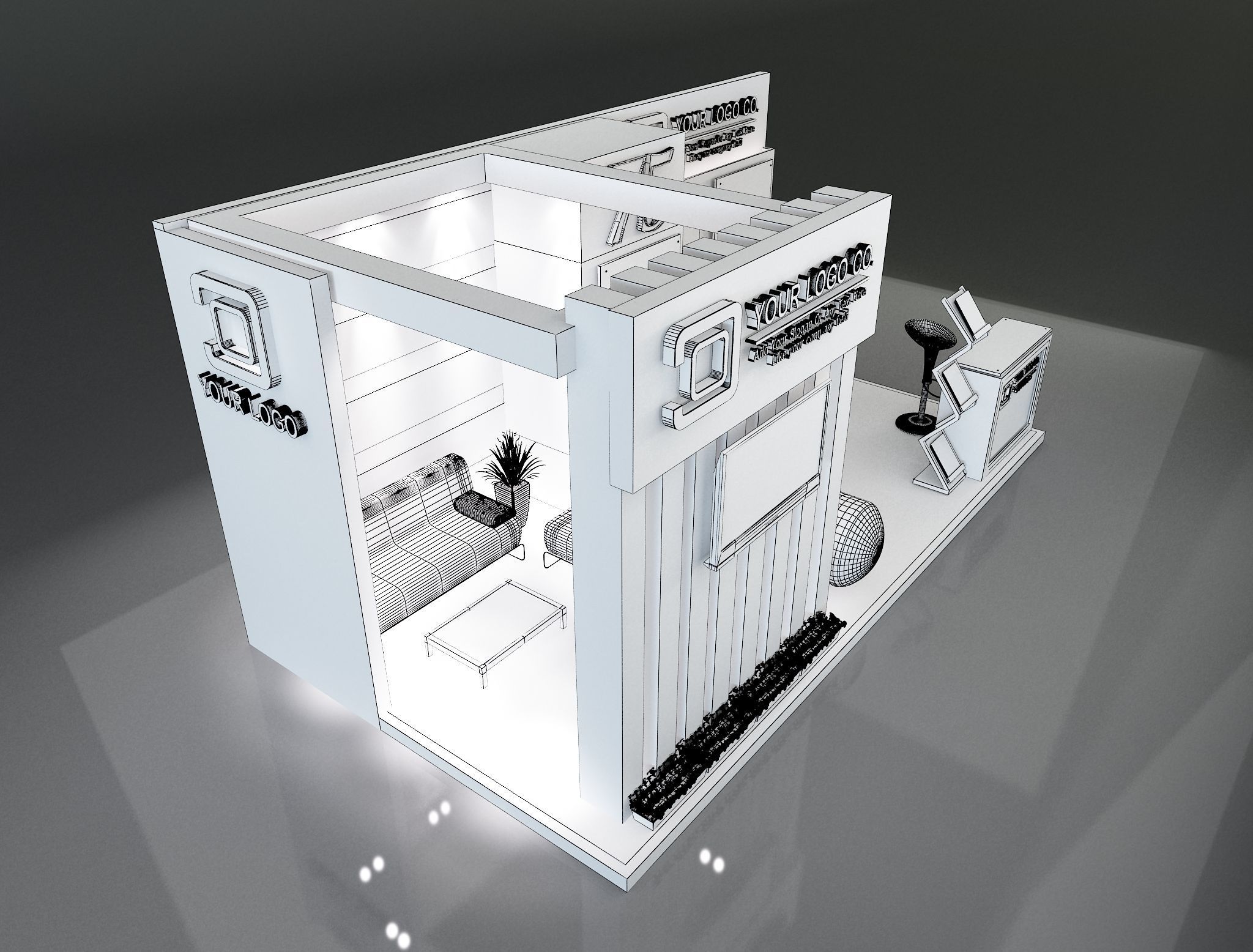 Booth Exhibition Stand a203 3D model_13