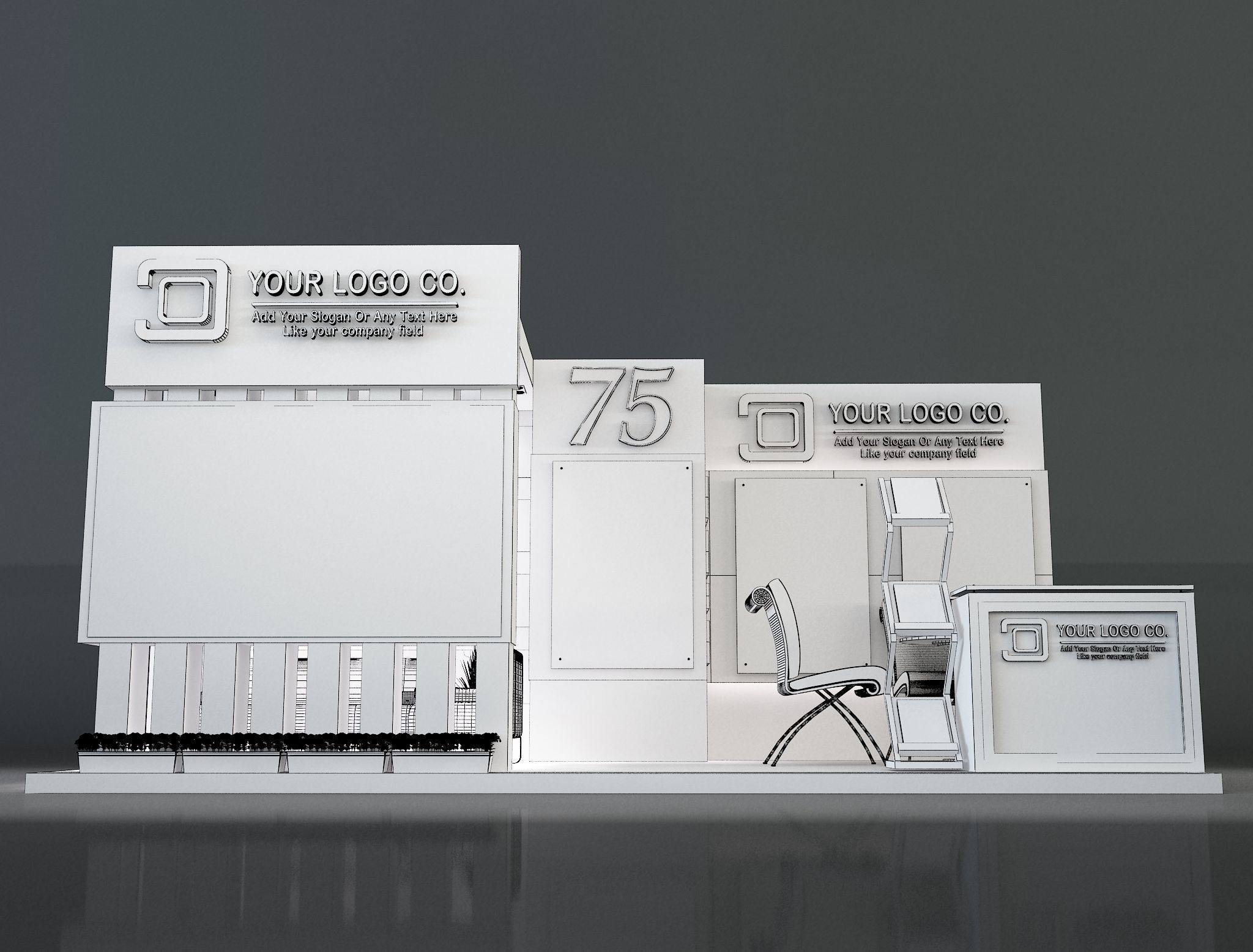 Booth Exhibition Stand a203b 3D model_9