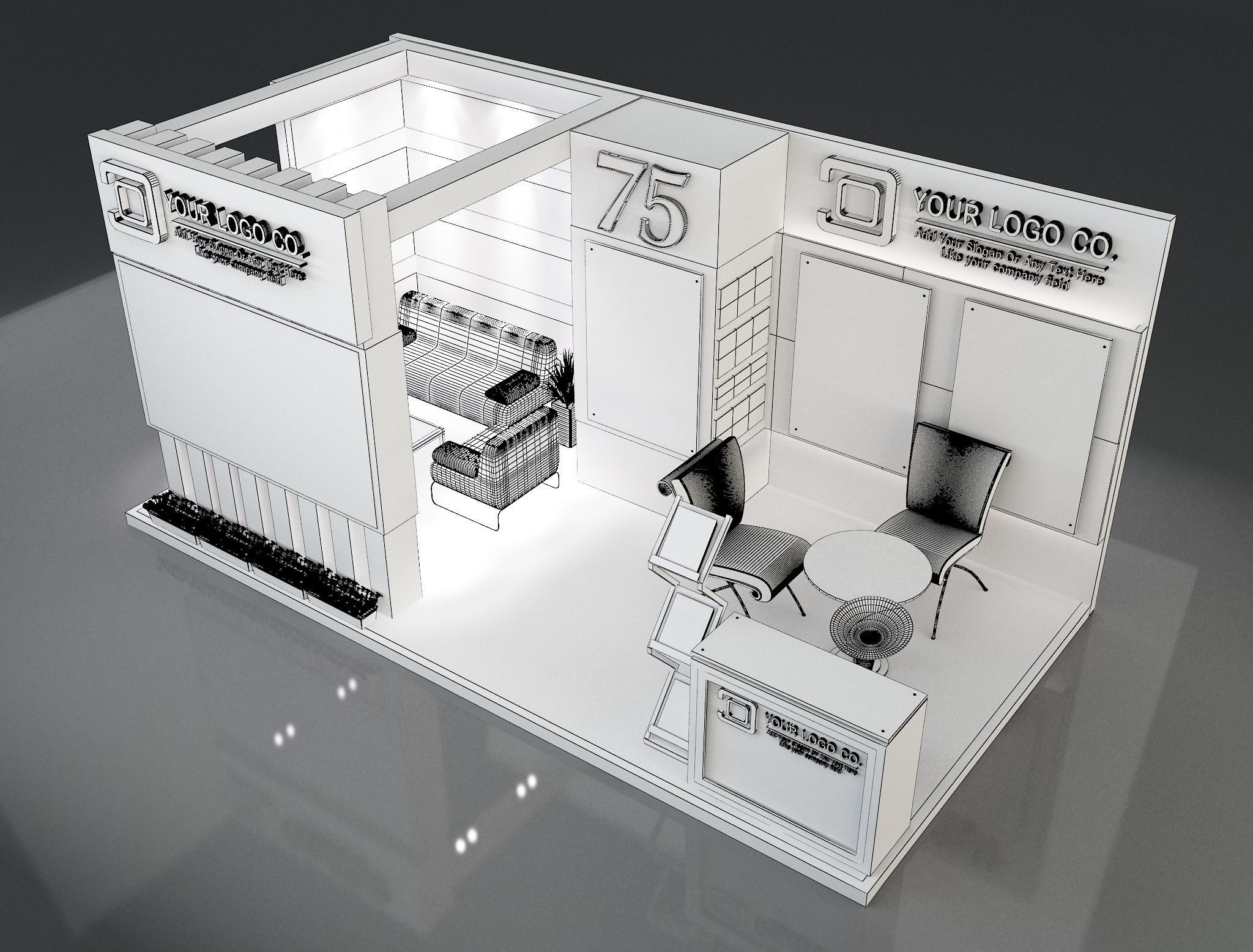 Booth Exhibition Stand a203b 3D model_1
