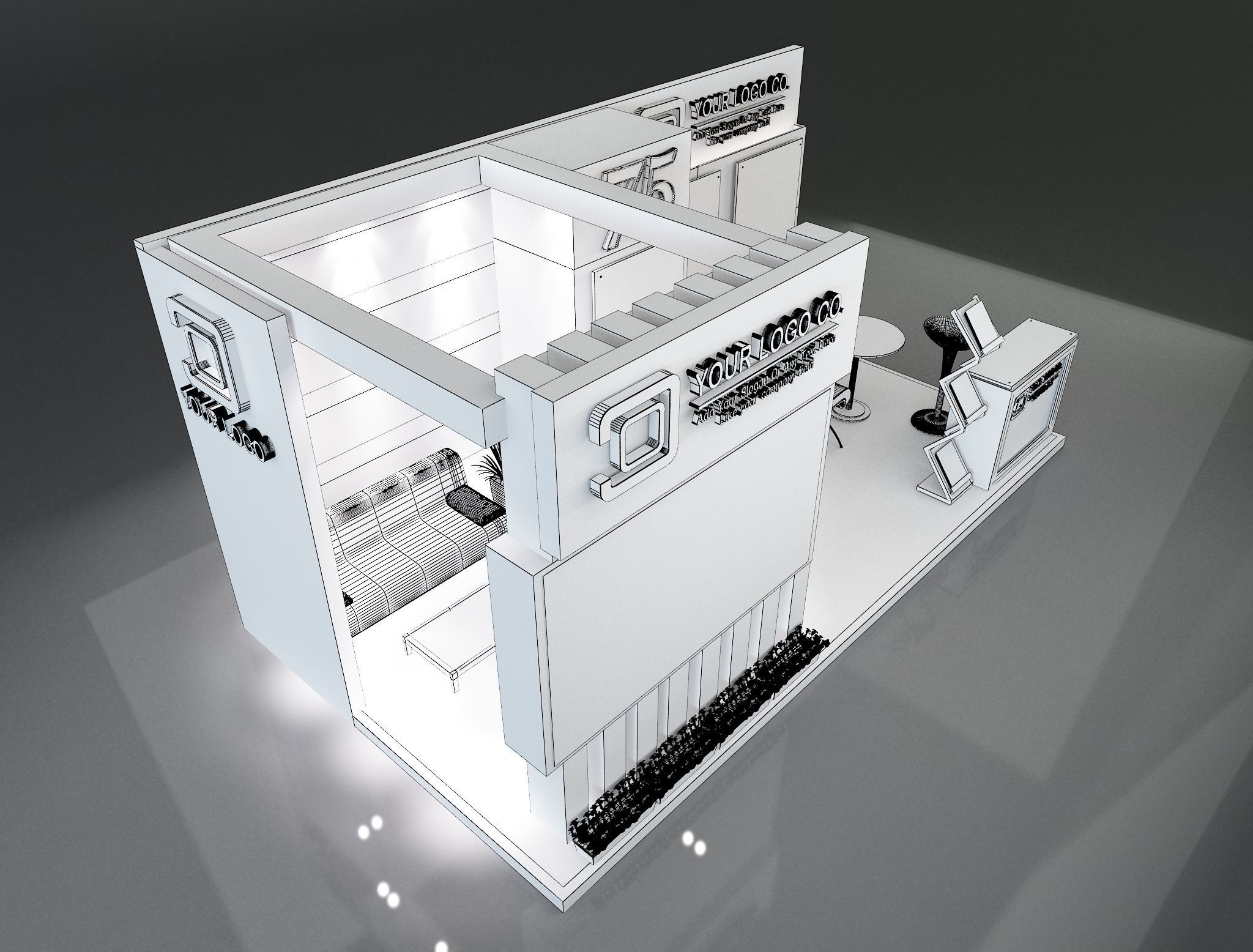 Booth Exhibition Stand a203b 3D model_13