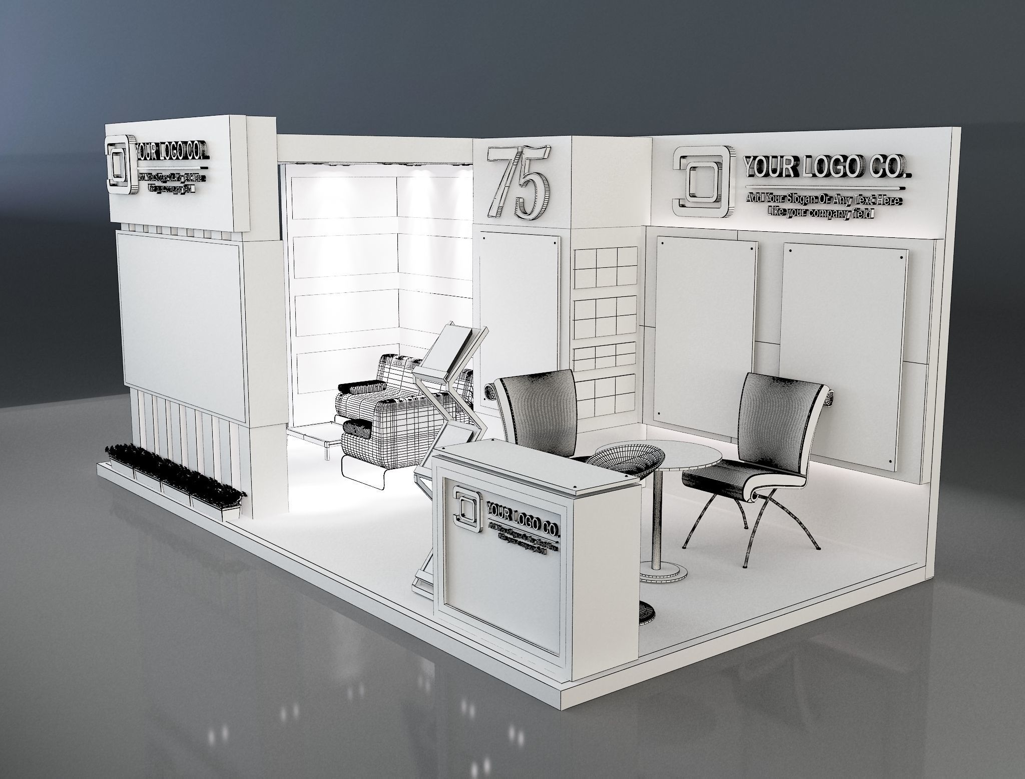 Booth Exhibition Stand a203b 3D model_3