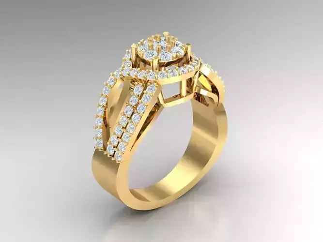 18k yellow gold diamond ring 1WR30 3D print model