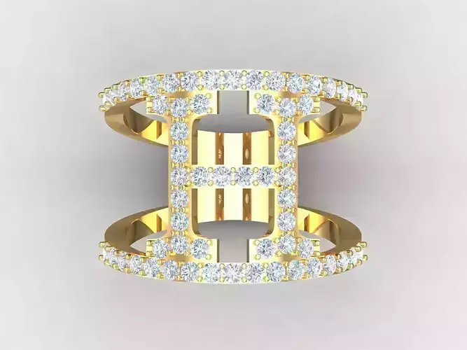 14K Yellow Gold H Ring 1WR28 3D print model