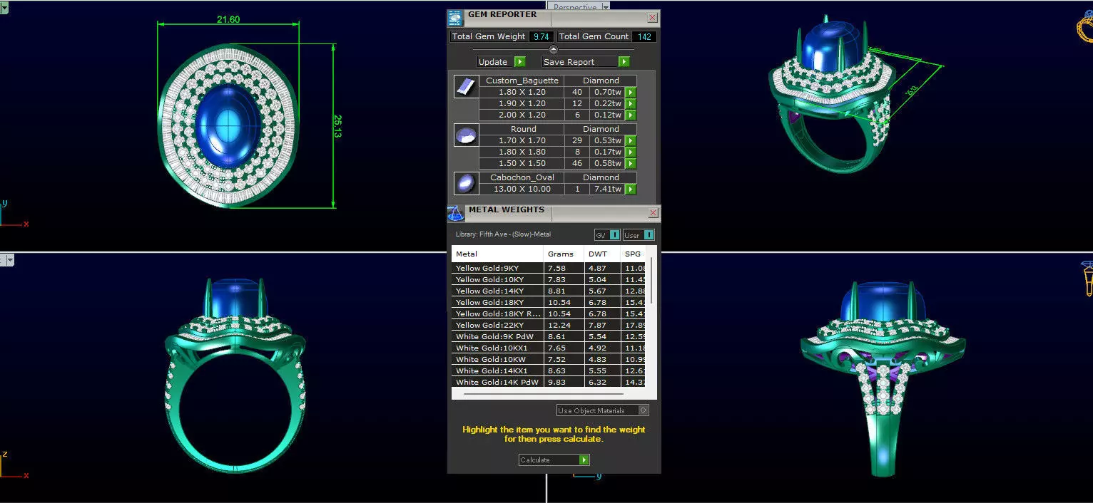 Ring baguette diamond 3D print model_0