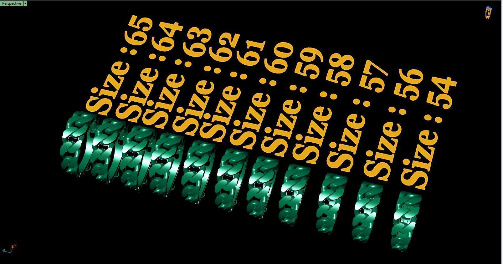 Cuban Link Ring Size 54 to 64  Free 3D print model_1