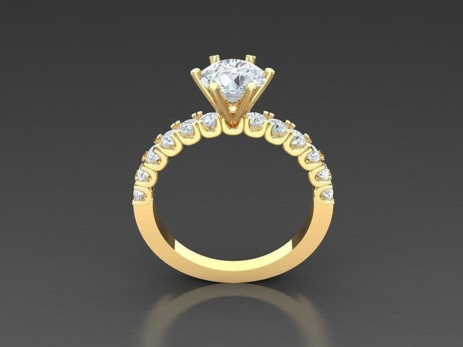 Solitaire Ring Engagement Ring  Engagement Jewelry 1WR22 3D print model