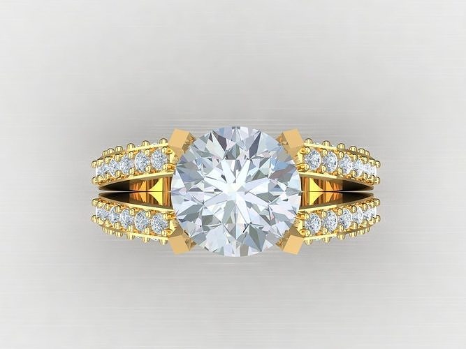 Solitaire Ring Engagement Ring  Engagement Jewelry 1WR15 3D print model