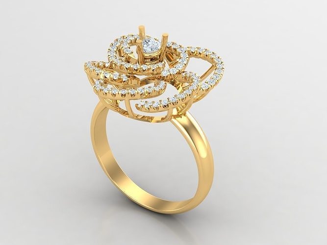 Solitaire Ring Engagement Ring  Engagement Jewelry 1WR10 3D print model