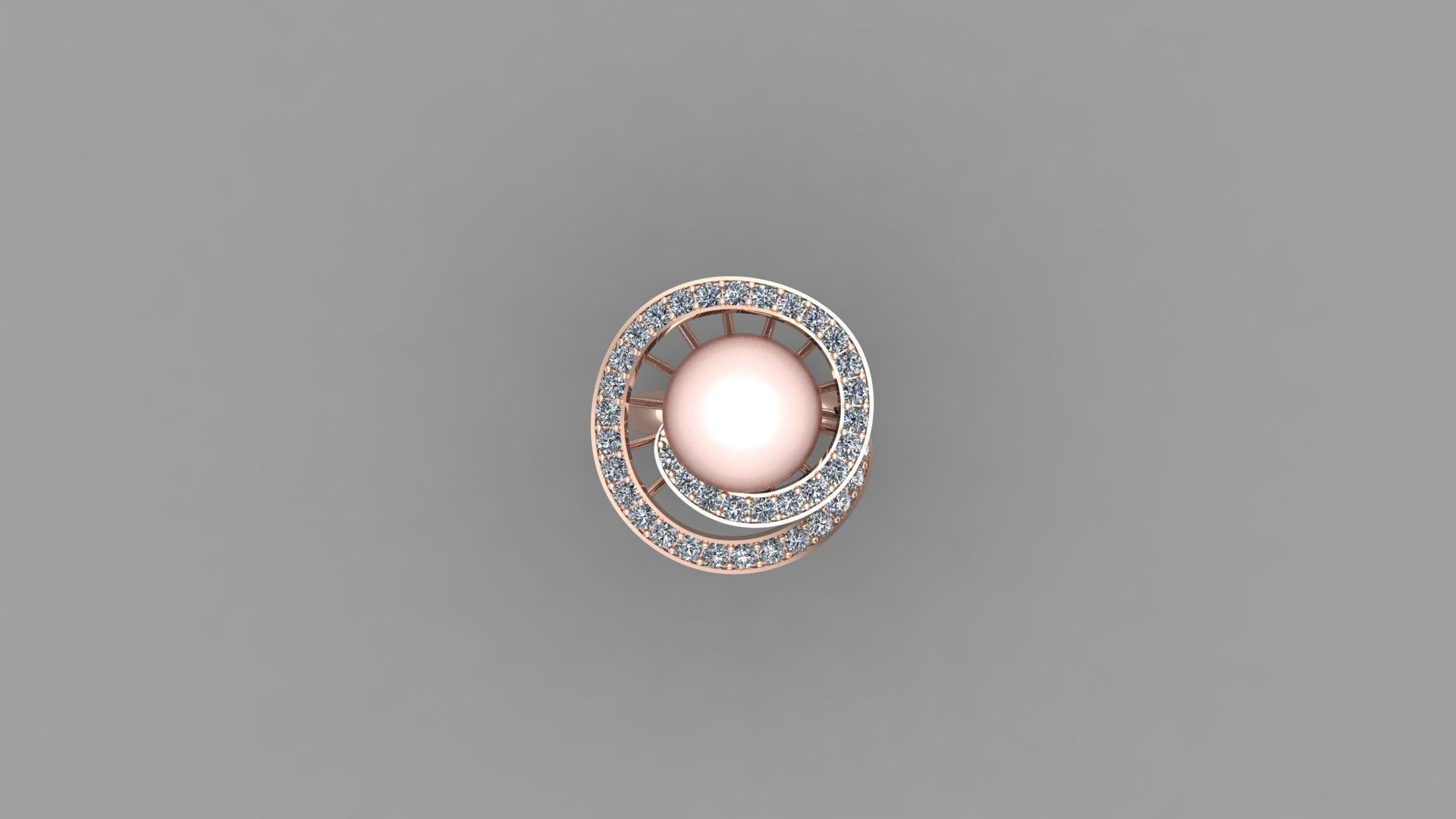 beautiful peal with round diamond ring RG 23 3D print model_4