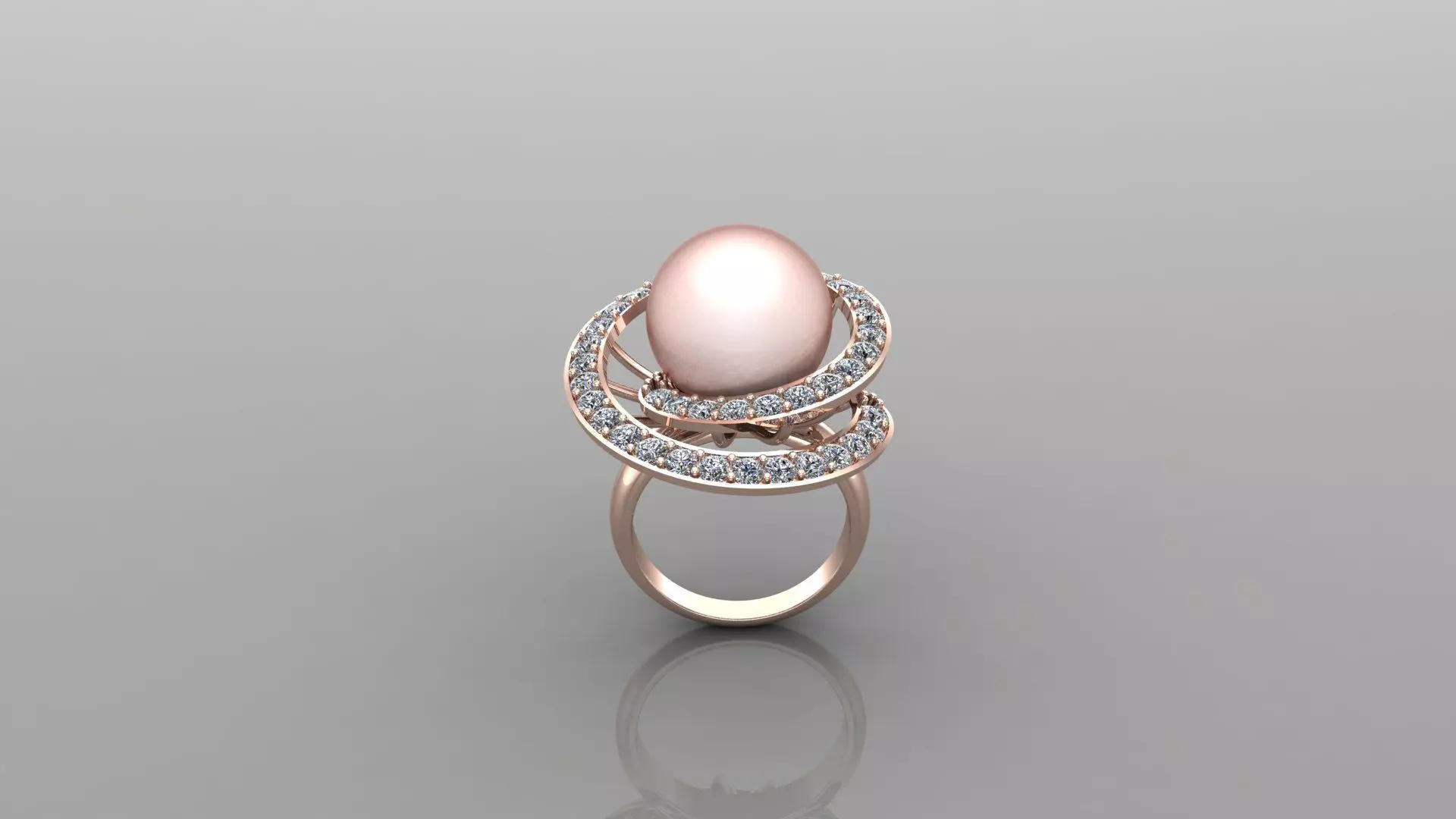 beautiful peal with round diamond ring RG 23 3D print model_0