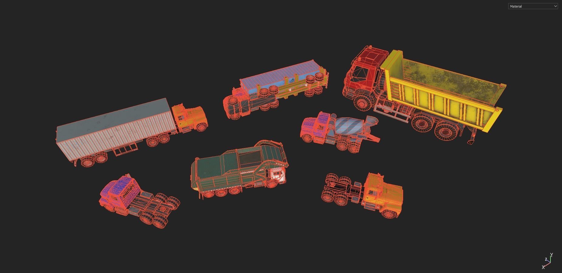 Trucks Pack Low-poly 3D model_1