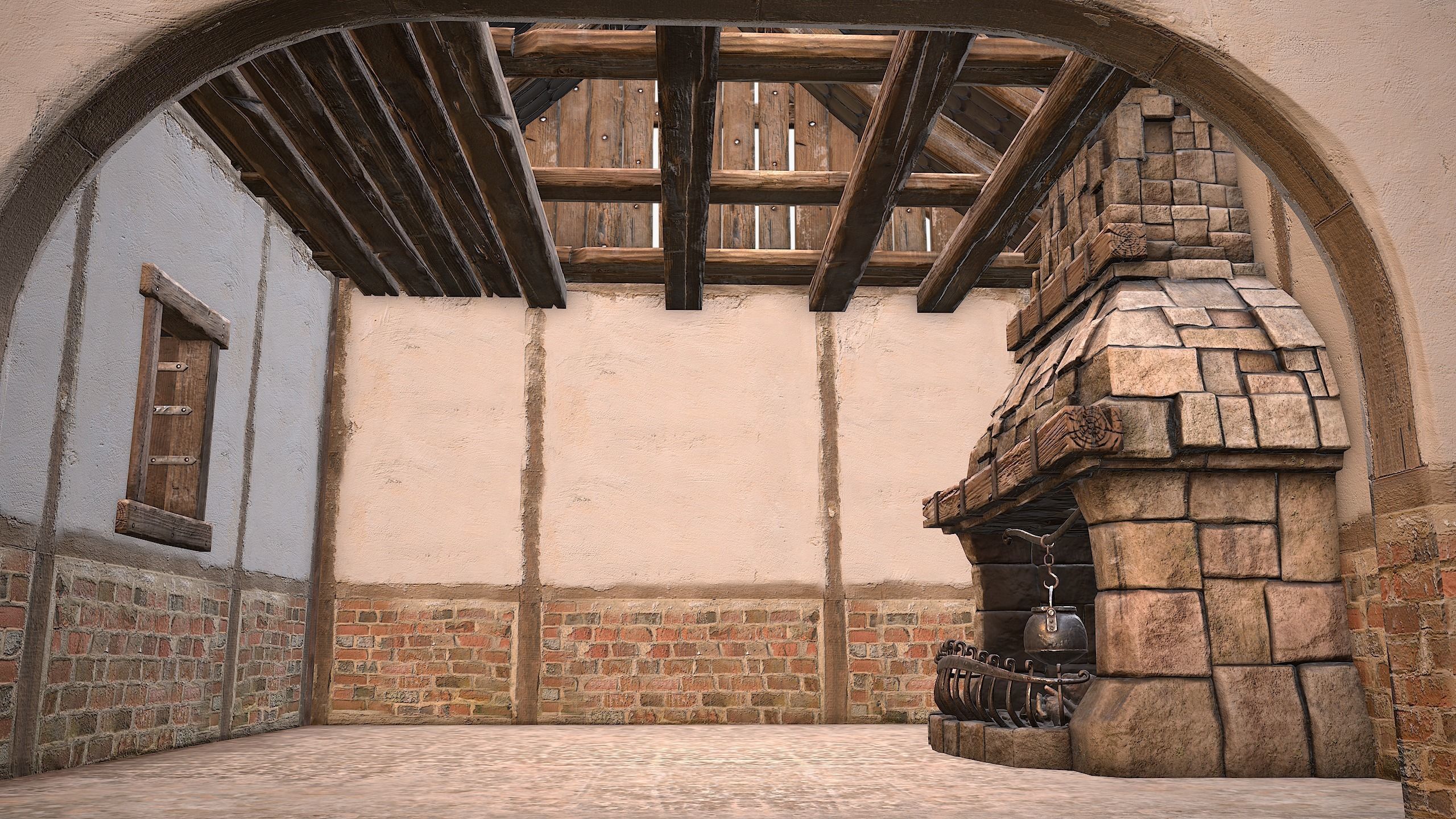 Medieval House 2 Barrack Low-poly 3D model_31