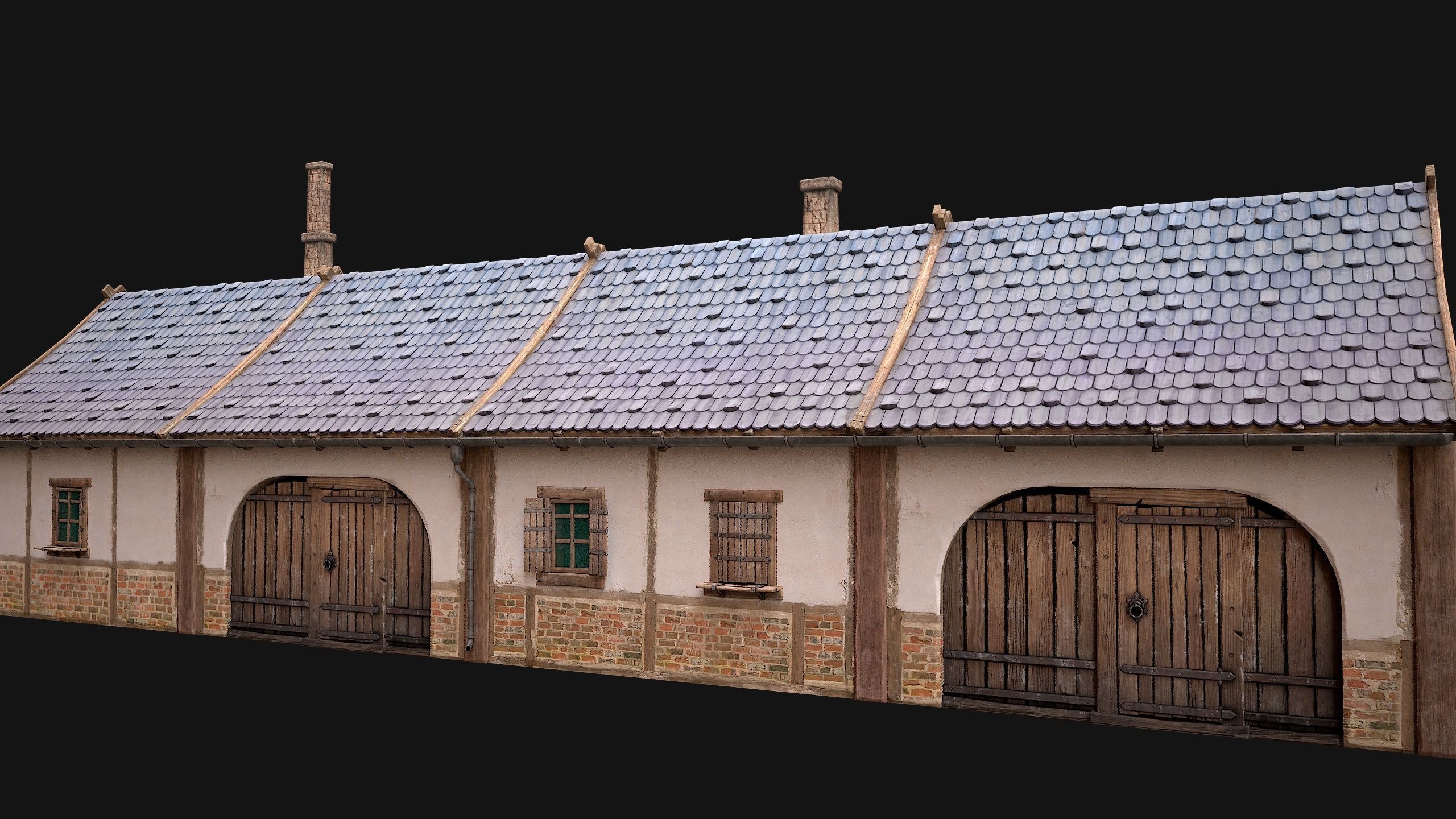 Medieval House 2 Barrack Low-poly 3D model_26
