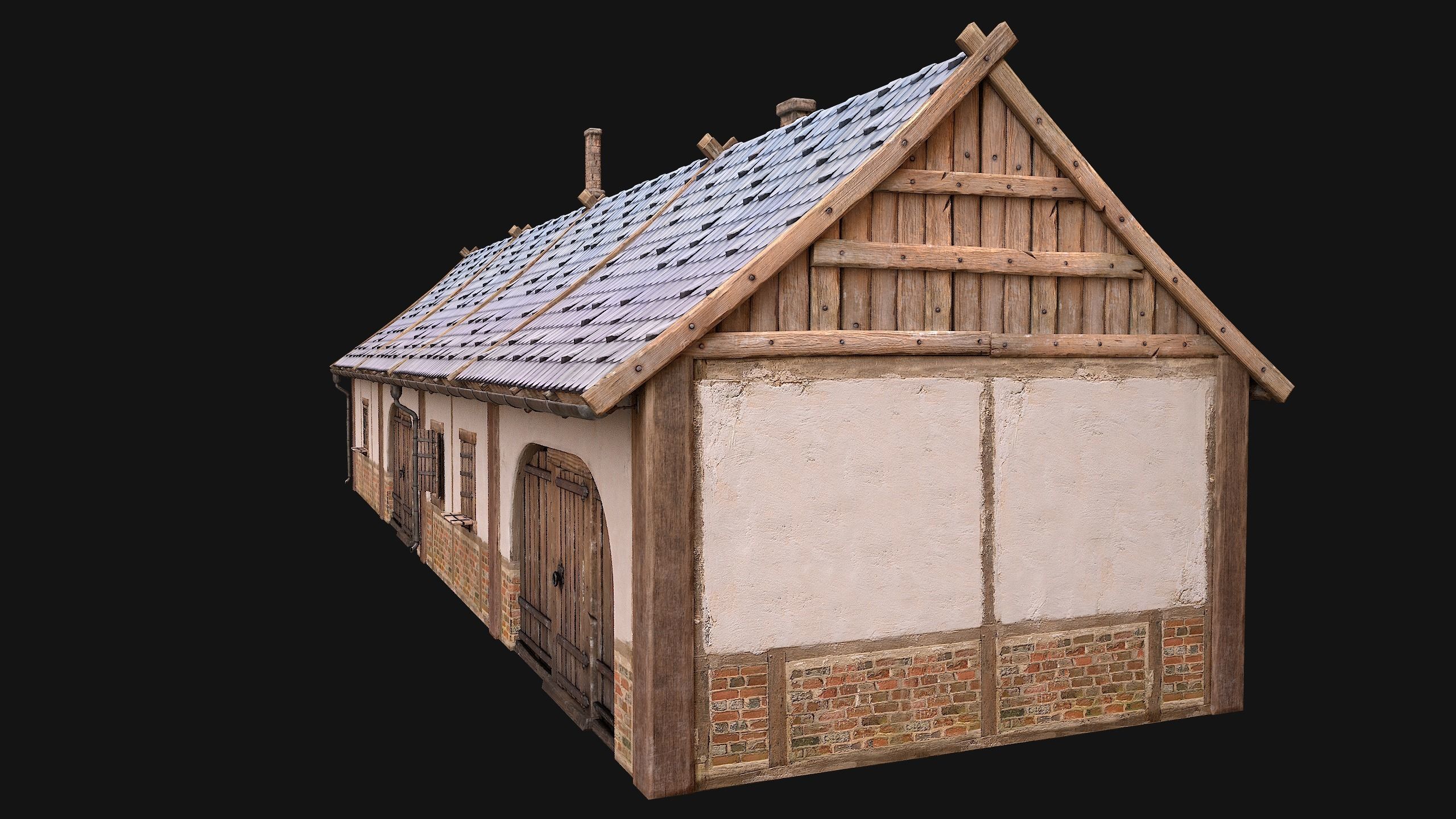 Medieval House 2 Barrack Low-poly 3D model_24