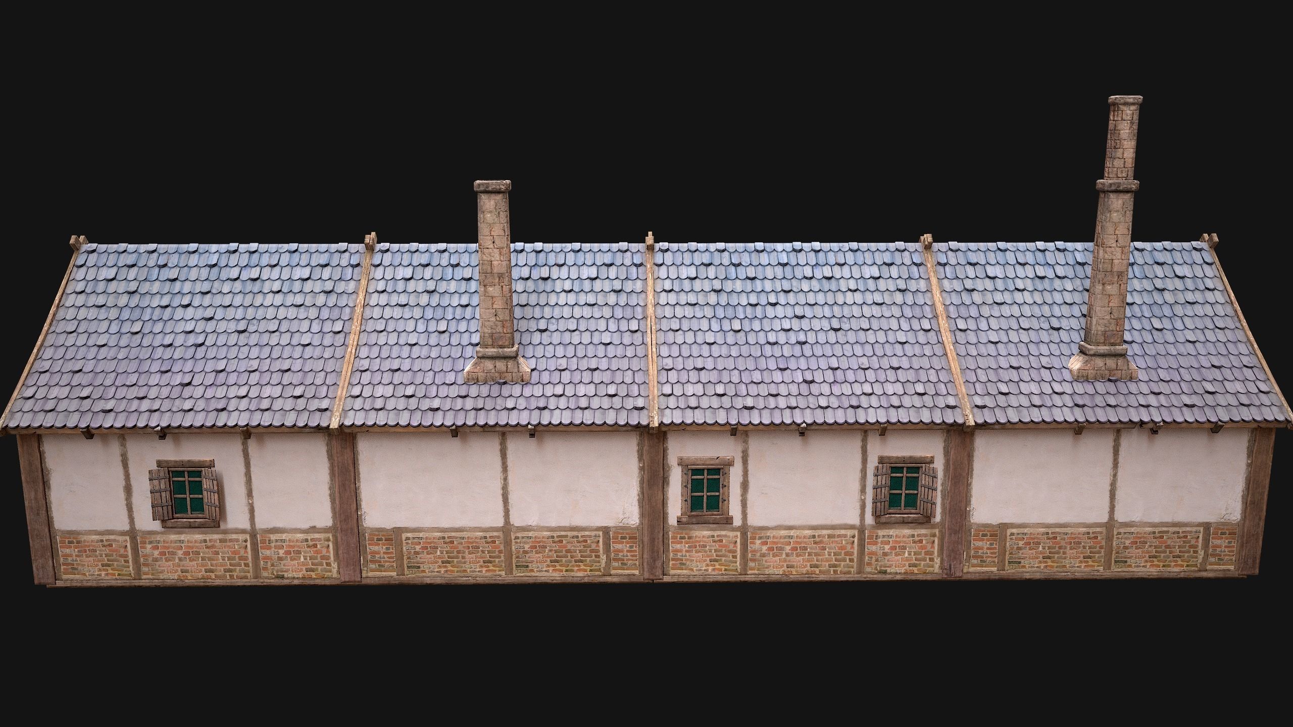 Medieval House 2 Barrack Low-poly 3D model_19