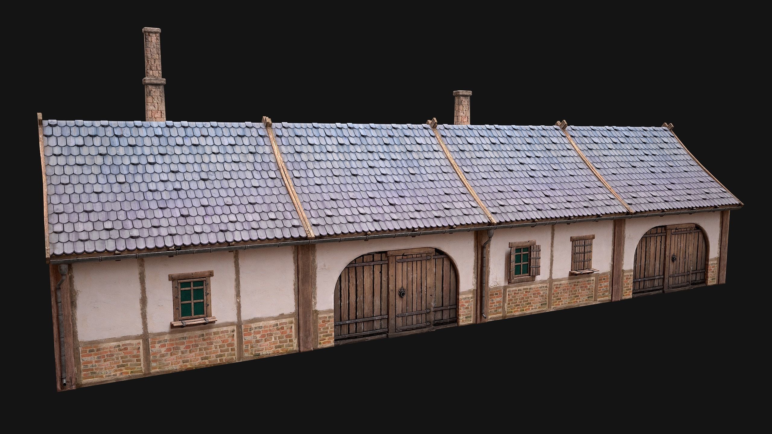 Medieval House 2 Barrack Low-poly 3D model_12