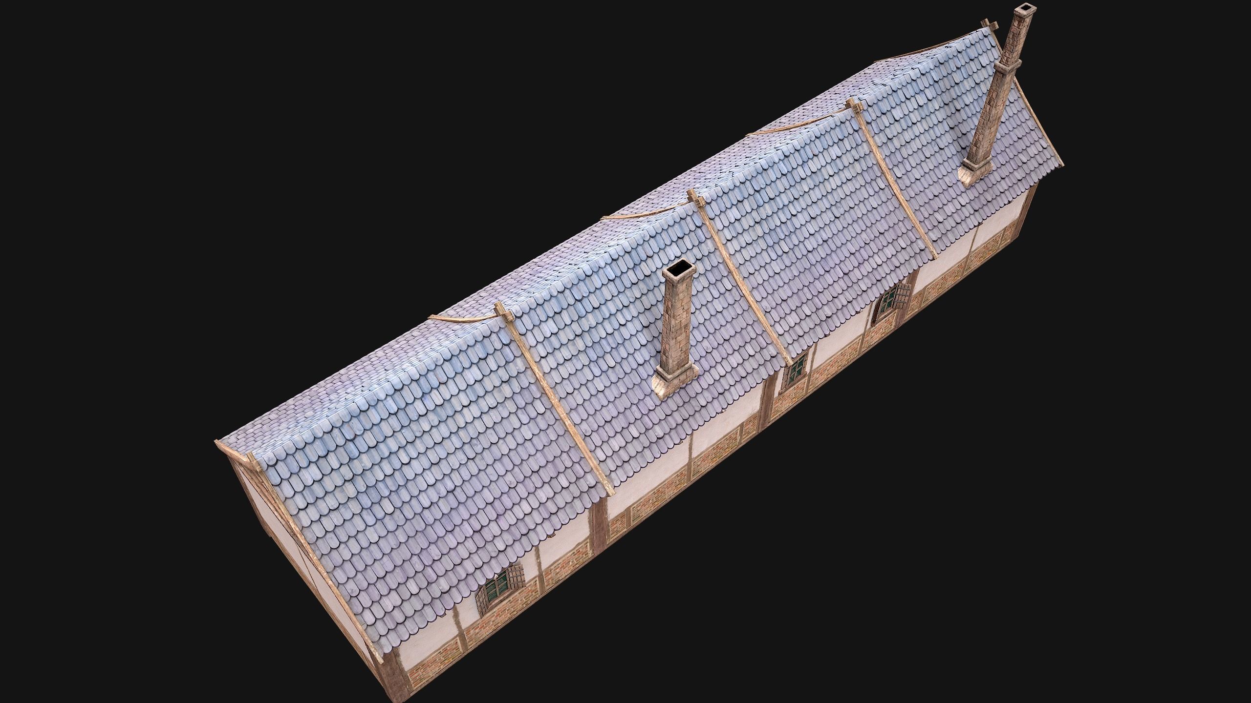 Medieval House 2 Barrack Low-poly 3D model_21