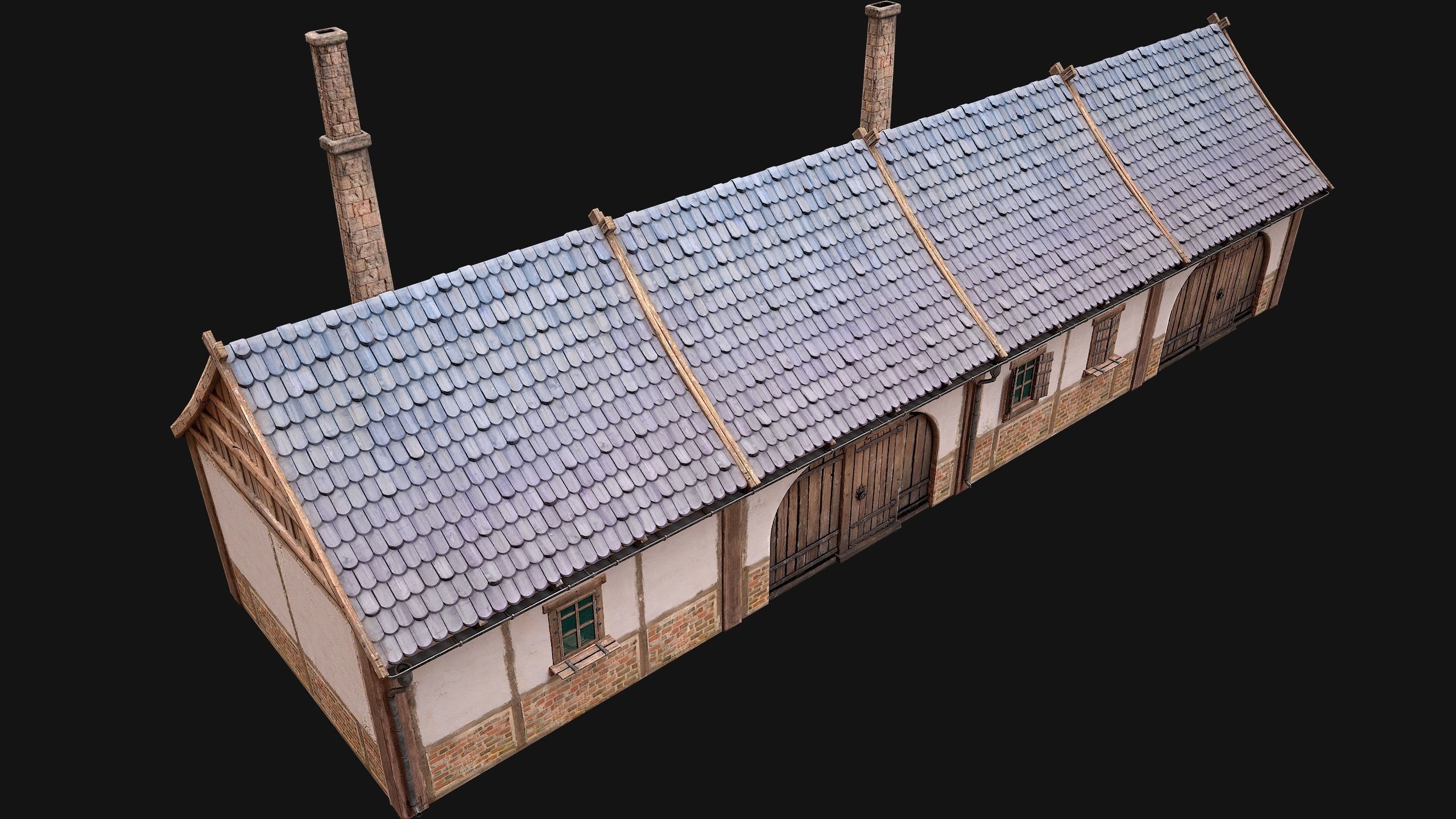 Medieval House 2 Barrack Low-poly 3D model_14