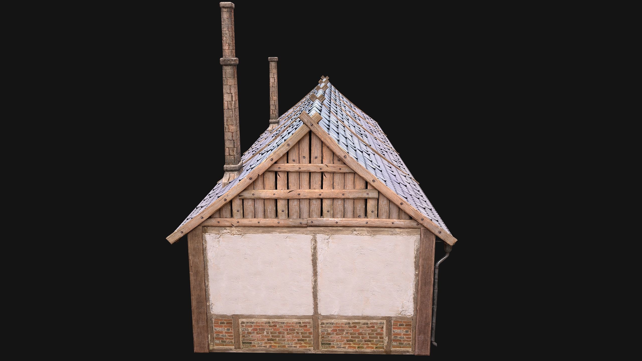 Medieval House 2 Barrack Low-poly 3D model_16