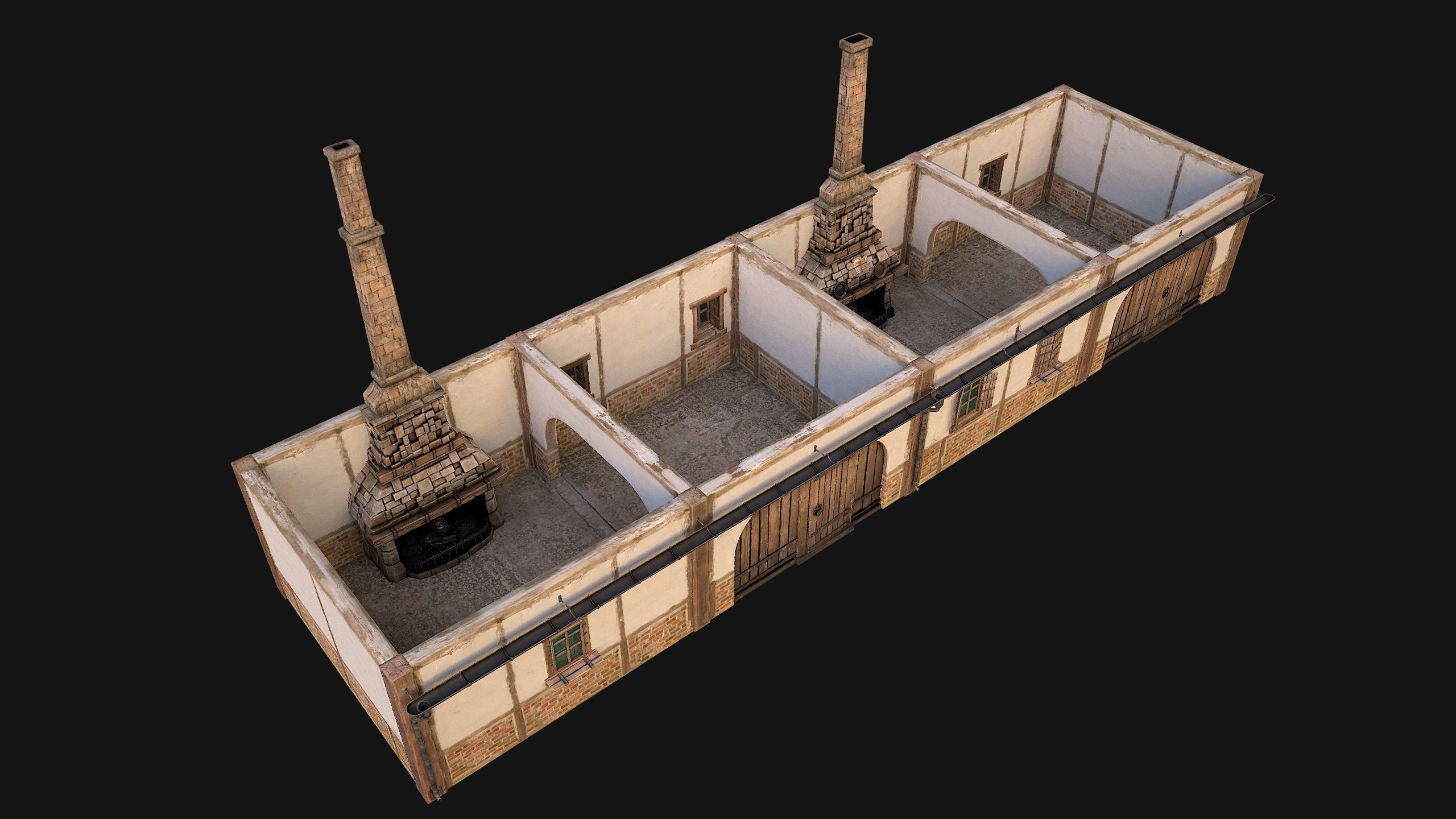 Medieval House 2 Barrack Low-poly 3D model_33