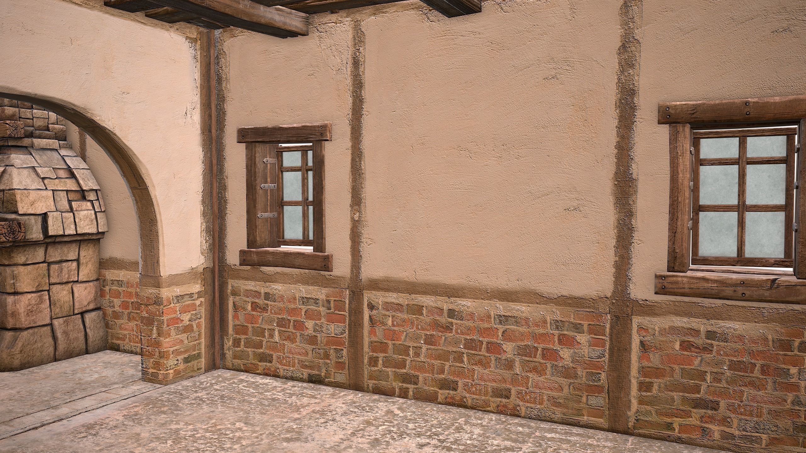 Medieval House 2 Barrack Low-poly 3D model_30