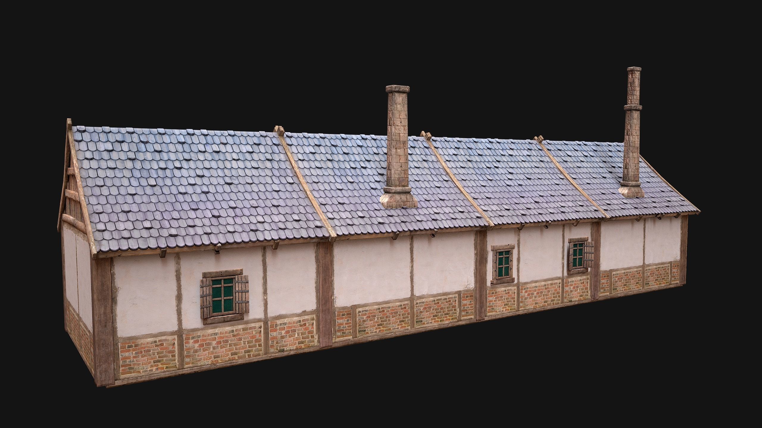 Medieval House 2 Barrack Low-poly 3D model_20