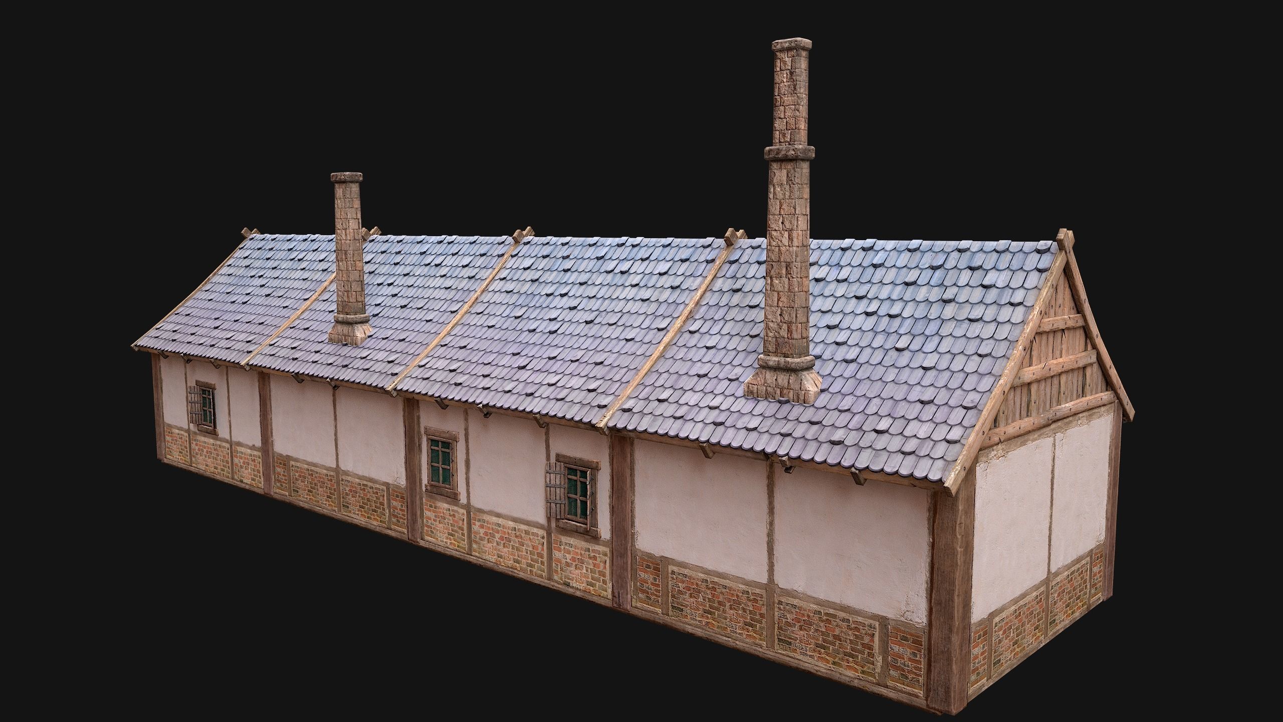 Medieval House 2 Barrack Low-poly 3D model_18