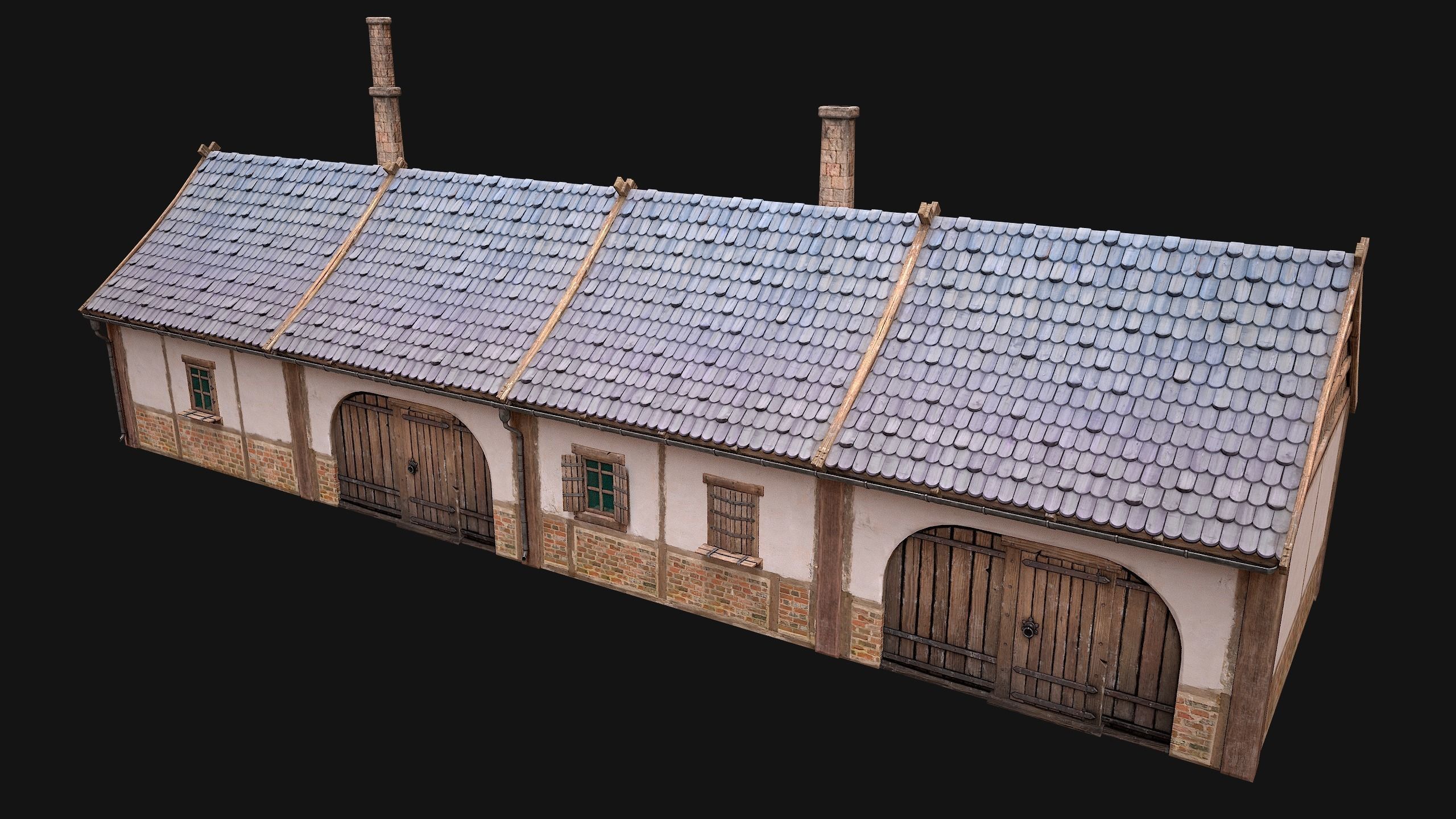 Medieval House 2 Barrack Low-poly 3D model_9