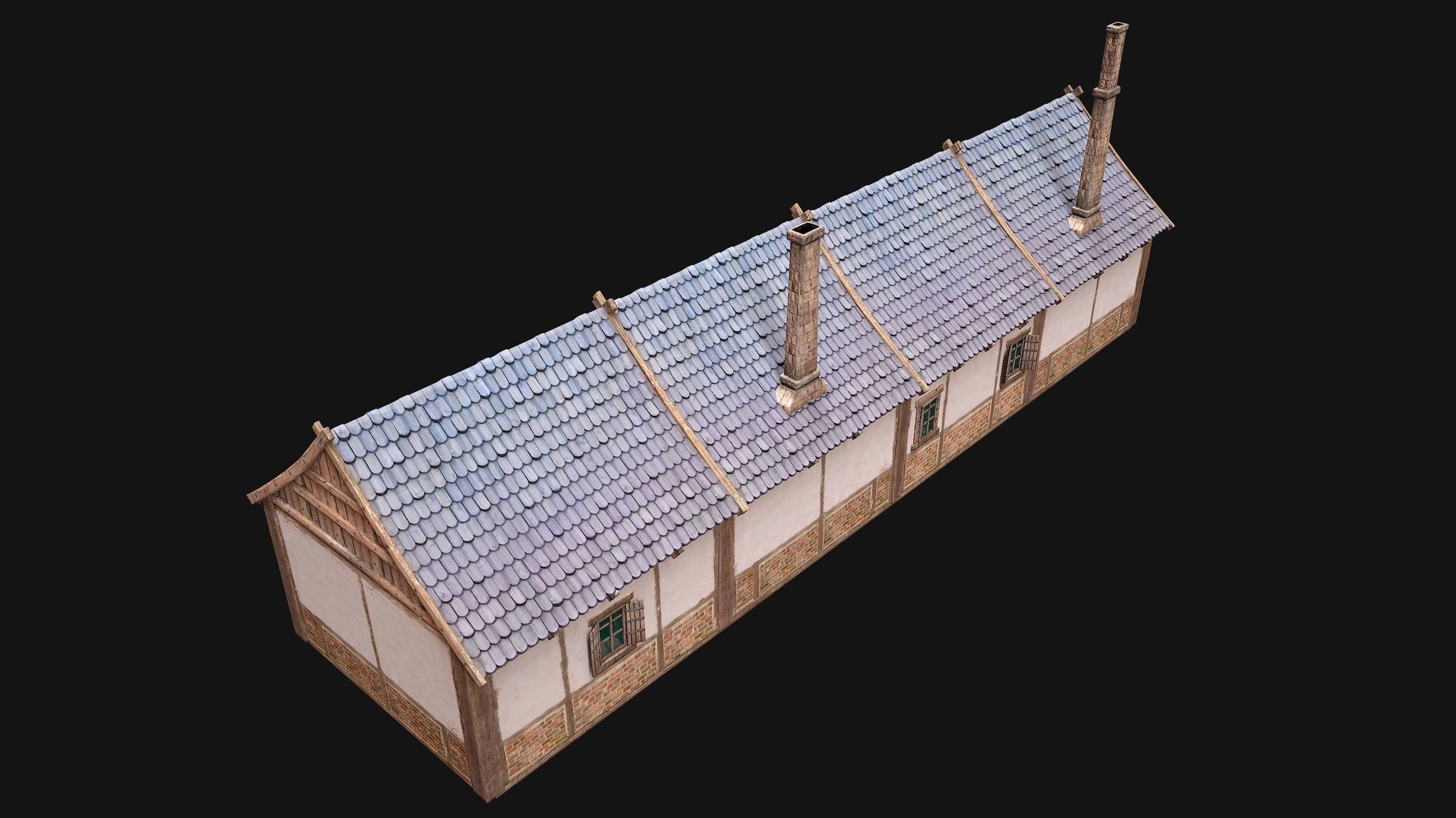 Medieval House 2 Barrack Low-poly 3D model_22