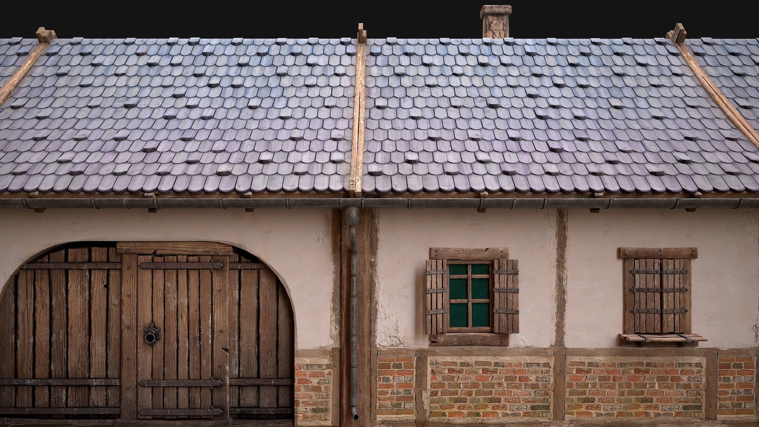 Medieval House 2 Barrack Low-poly 3D model_27