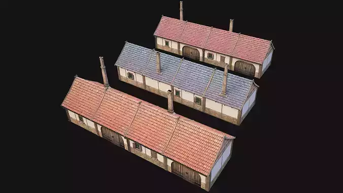 Medieval House 2 Barrack Low-poly 3D model
