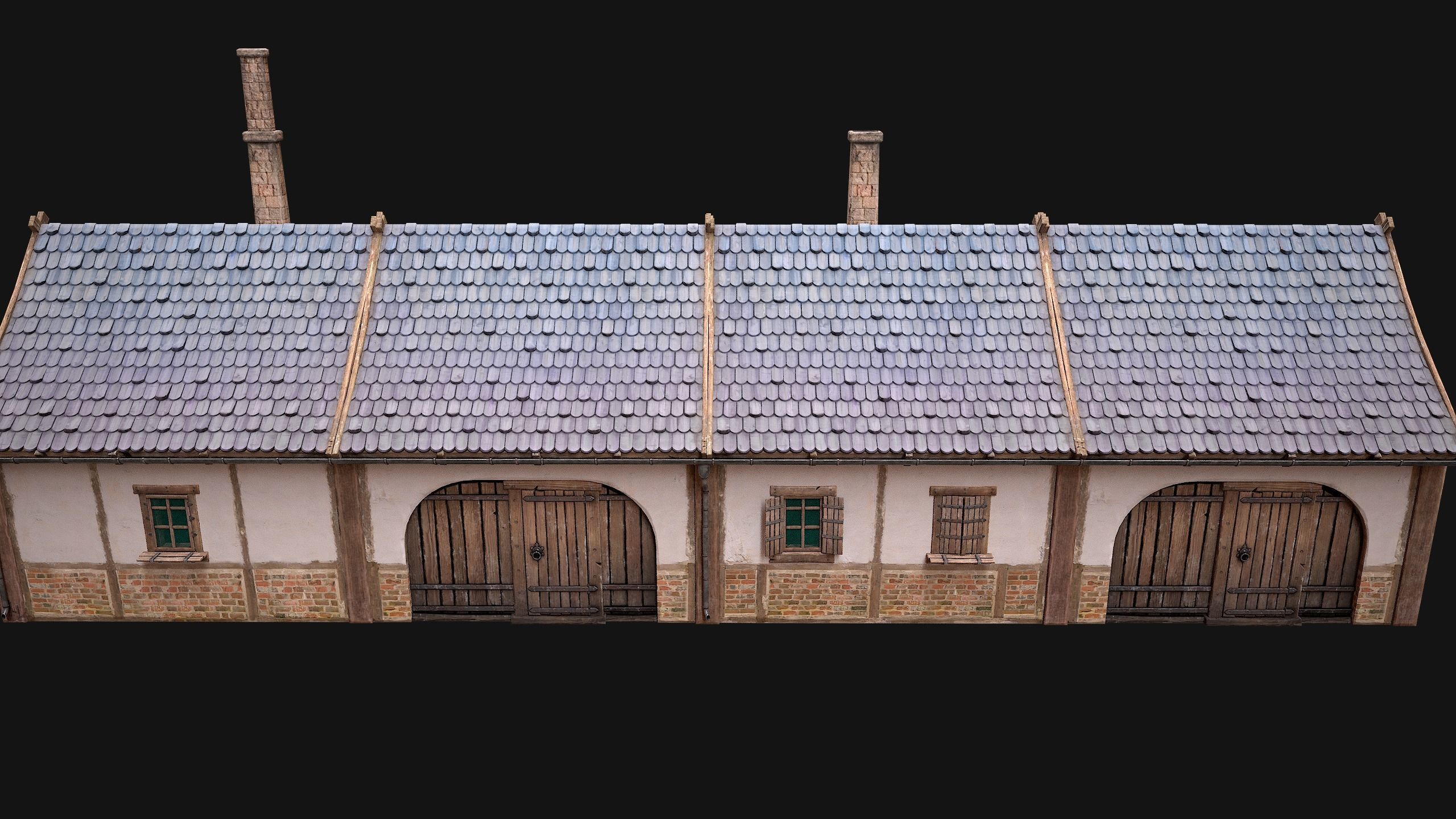 Medieval House 2 Barrack Low-poly 3D model_10