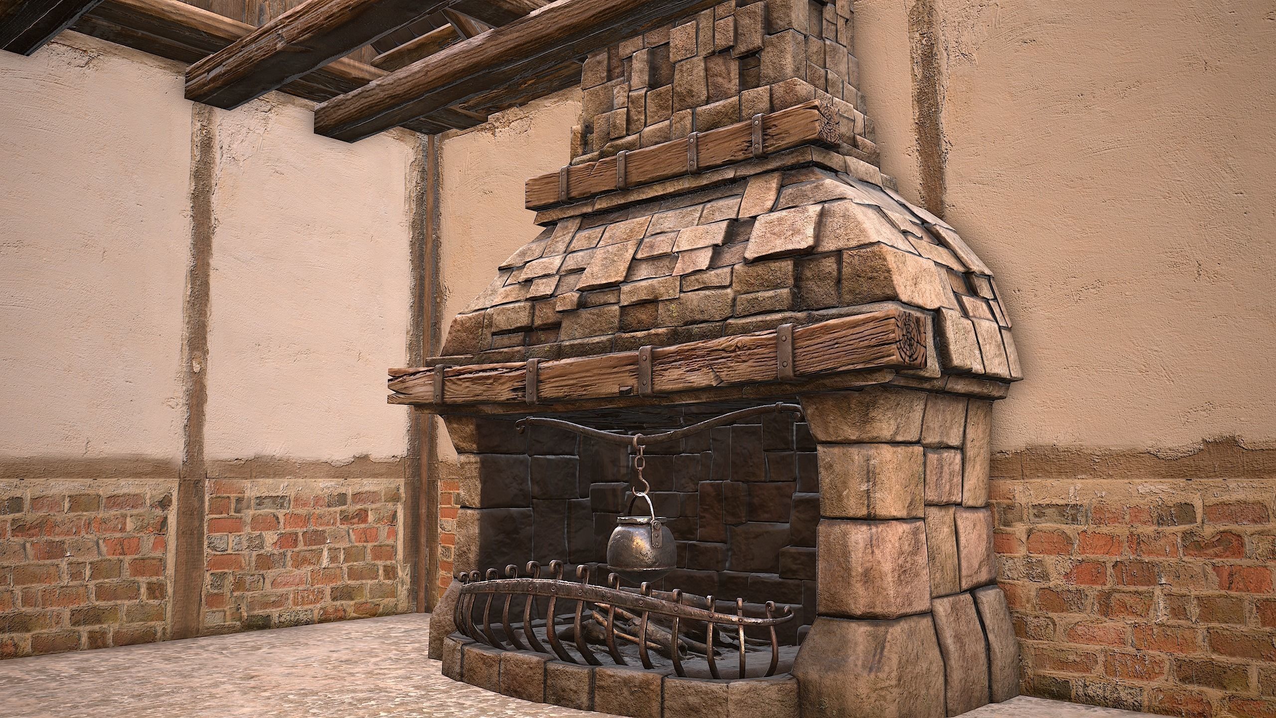 Medieval House 2 Barrack Low-poly 3D model_32