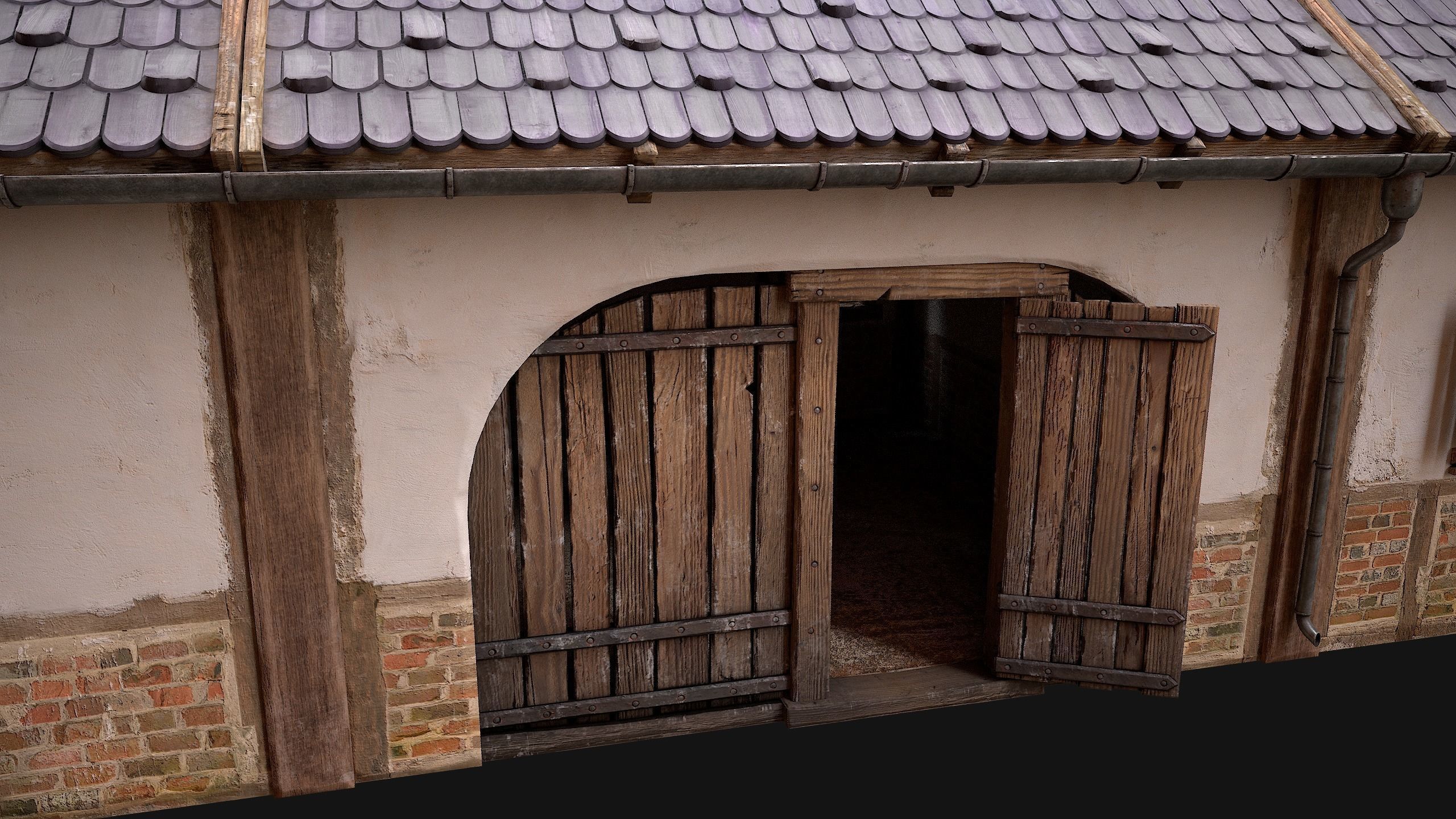 Medieval House 2 Barrack Low-poly 3D model_28