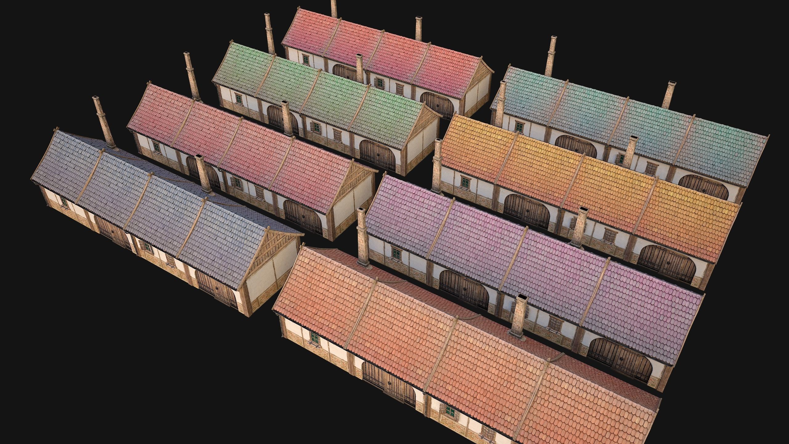 Medieval House 2 Barrack Low-poly 3D model_4