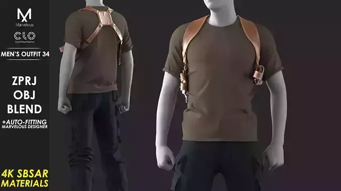 Mens Outfit 34 - Marvelous Designer 3D model