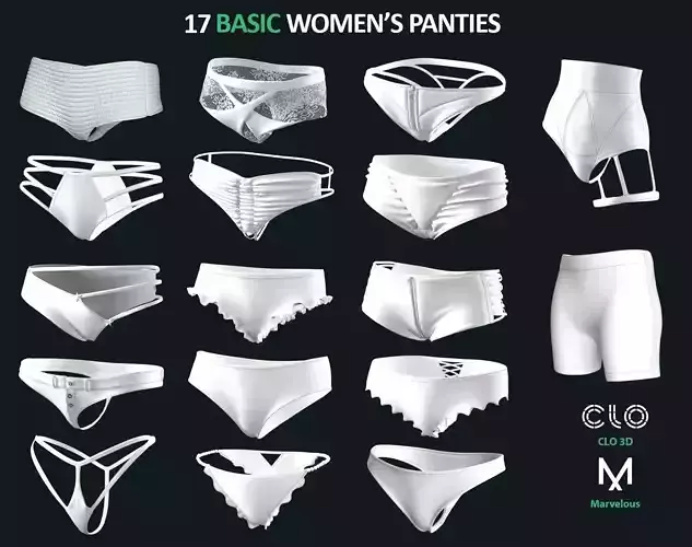 17 BASIC WOMEN PANTIES  ZPRJ  OBJ  FBX  Marvelous  Clo3d
