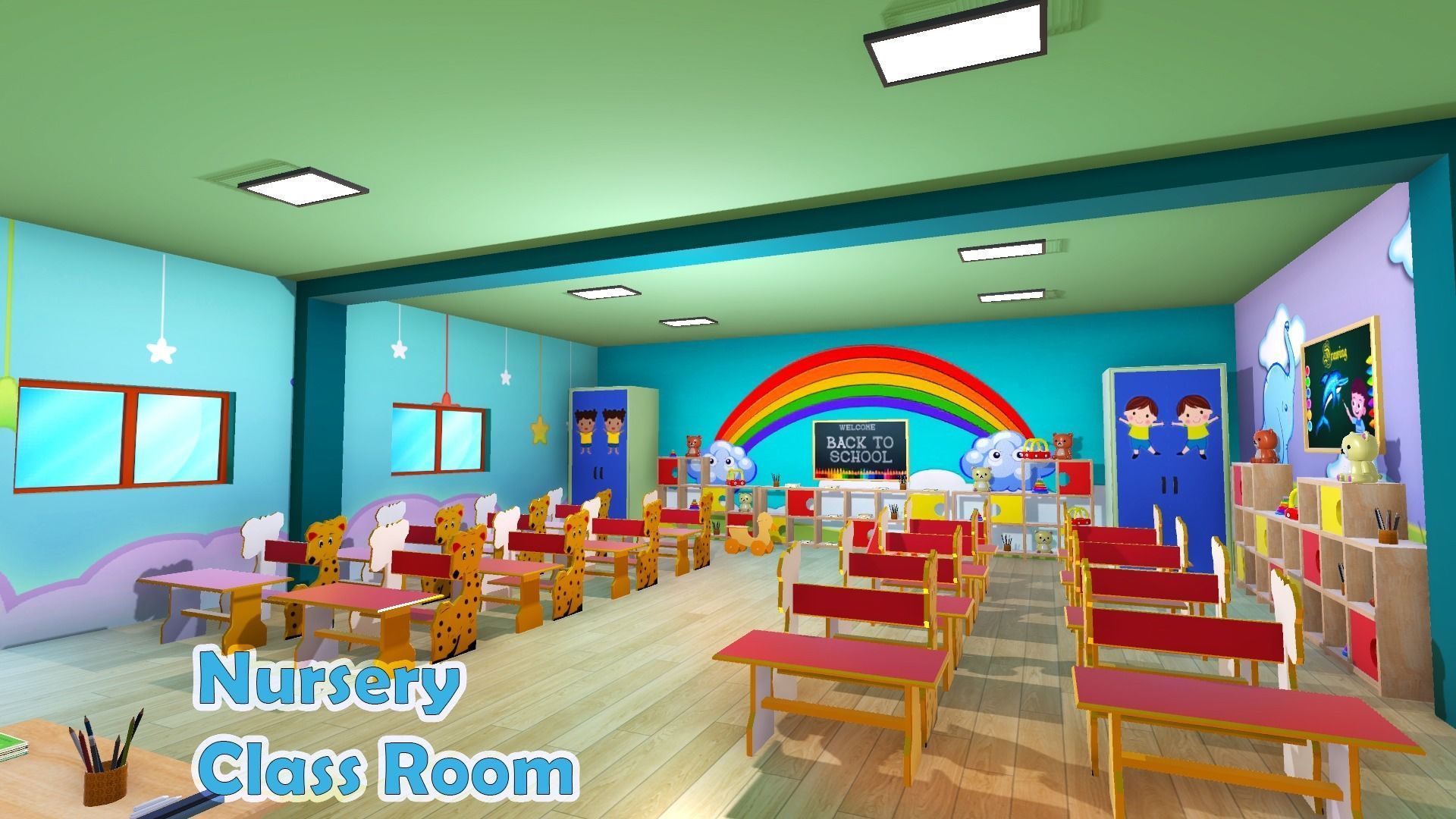 Nursery School Class Room Models Low-poly 3D model_6