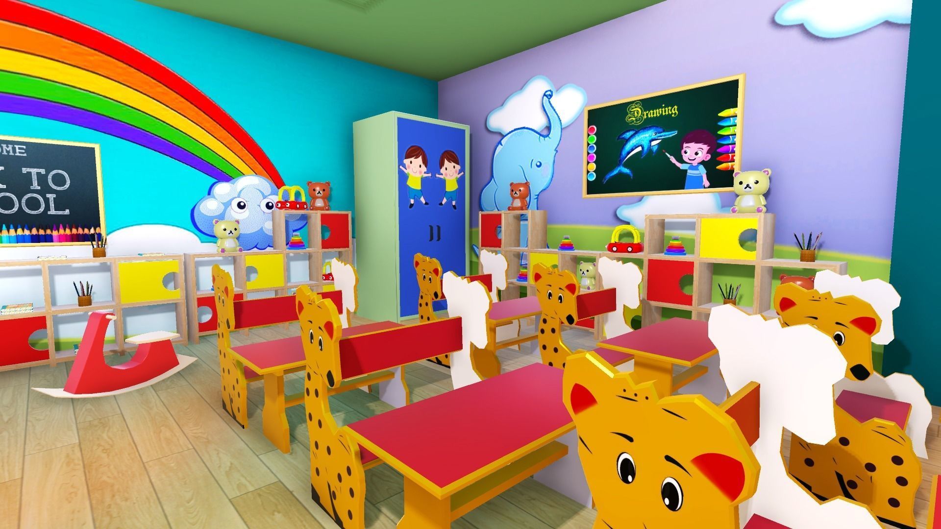 Nursery School Class Room Models Low-poly 3D model_8