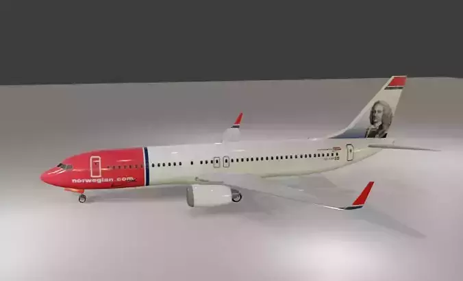 Norwegian Airlines Boeing 737-800 3D Model with cockpit Low-poly 3D model