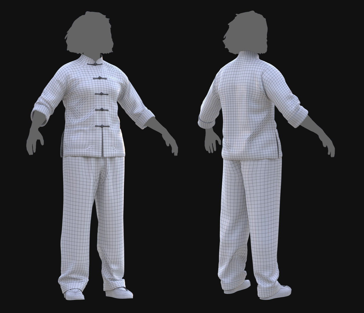 Female Martial Outfit 6 Low-poly 3D model_11
