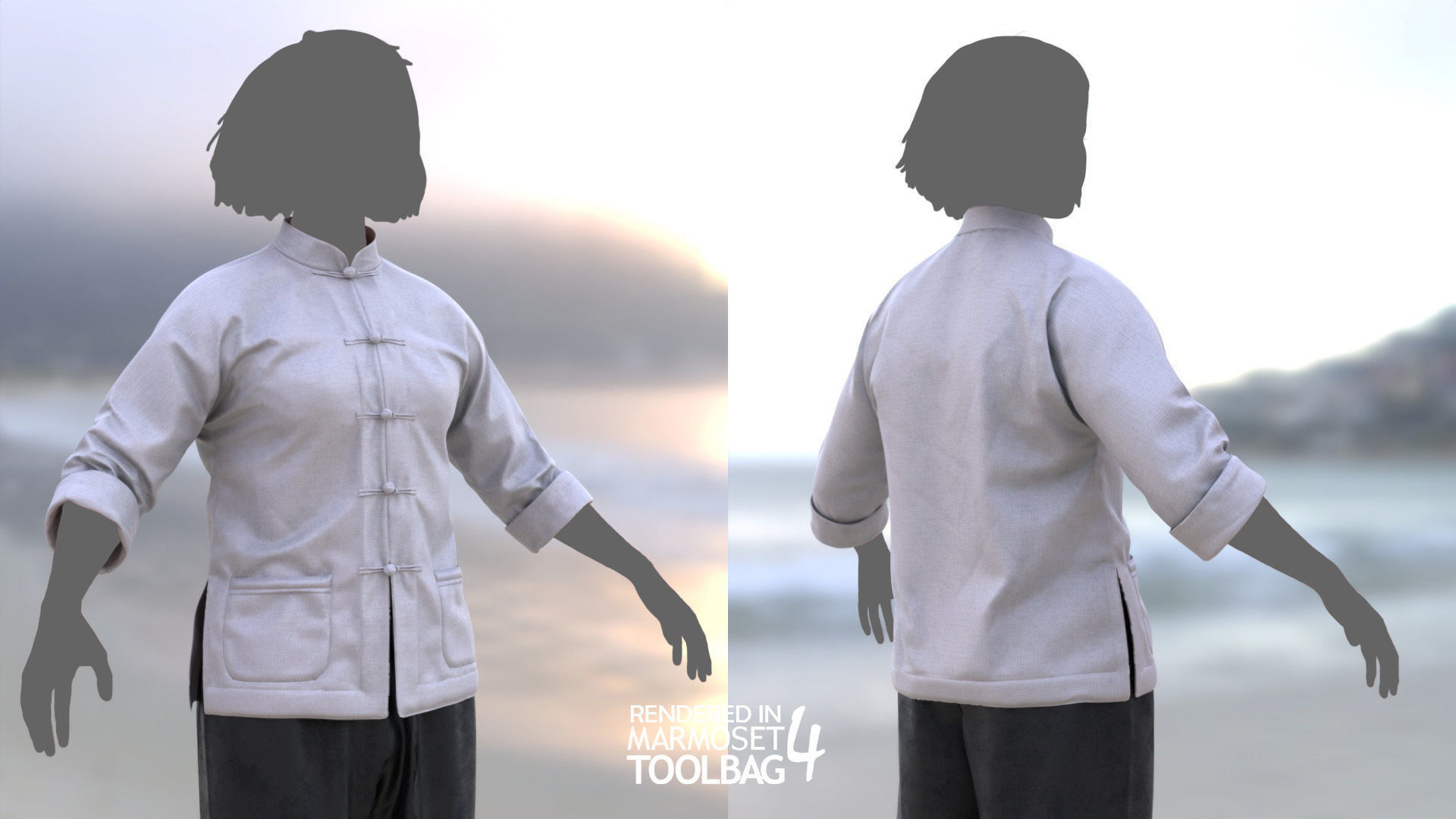 Female Martial Outfit 6 Low-poly 3D model_5