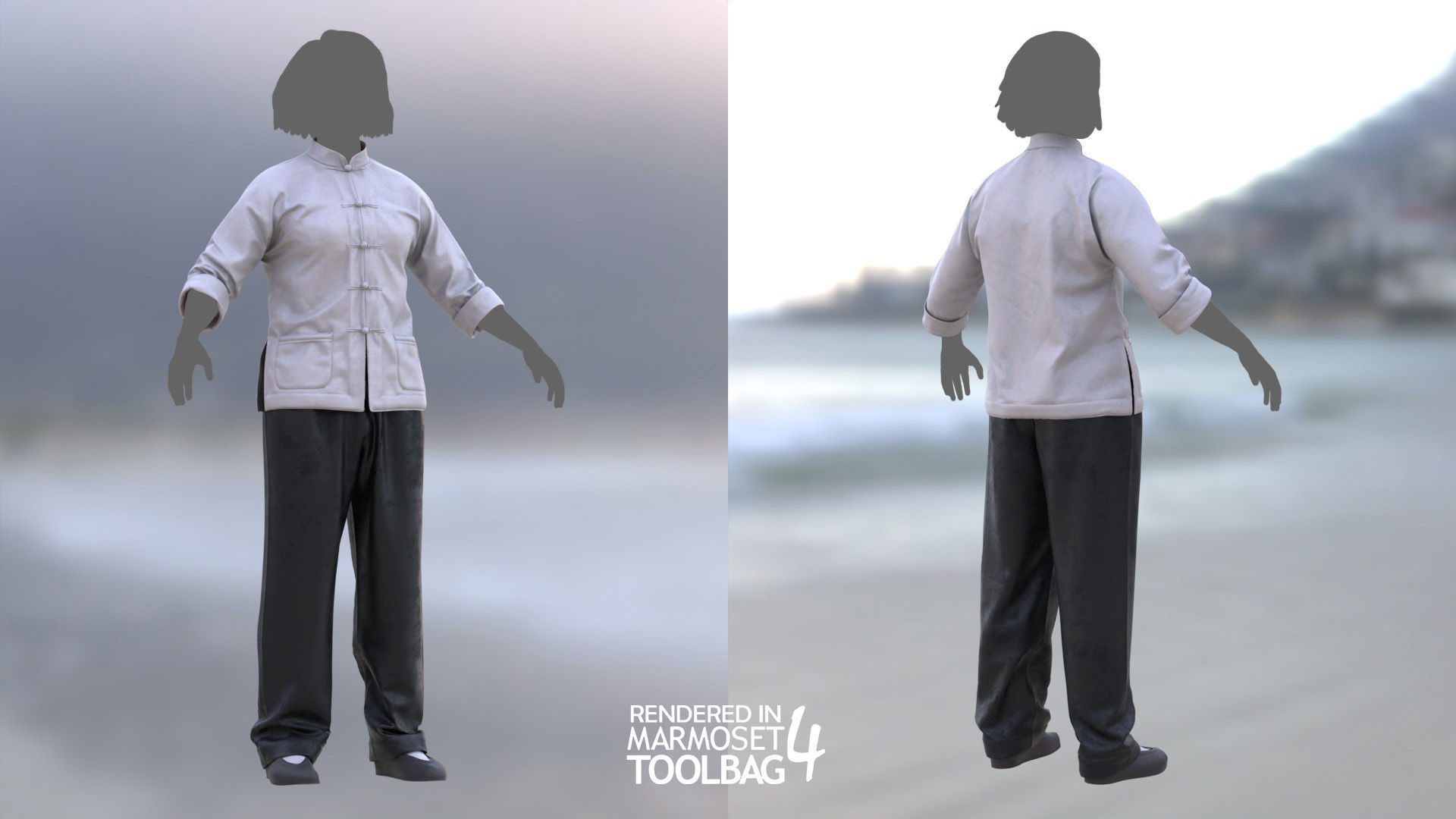 Female Martial Outfit 6 Low-poly 3D model_2