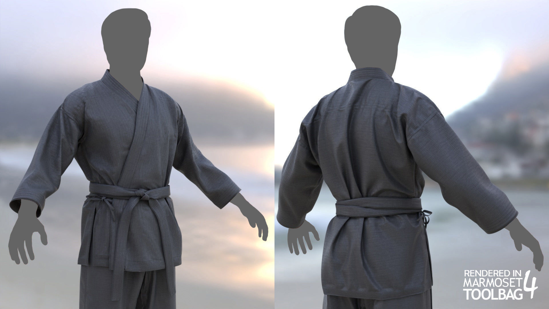 Male Martial Outfit 1 Low-poly 3D model_5