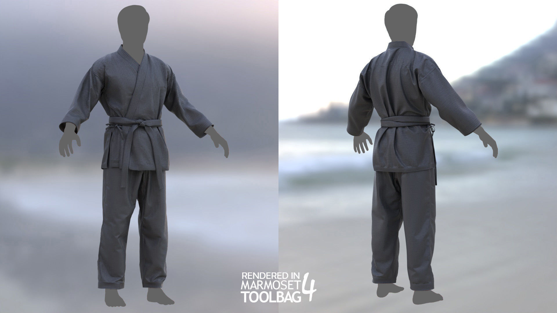 Male Martial Outfit 1 Low-poly 3D model_2