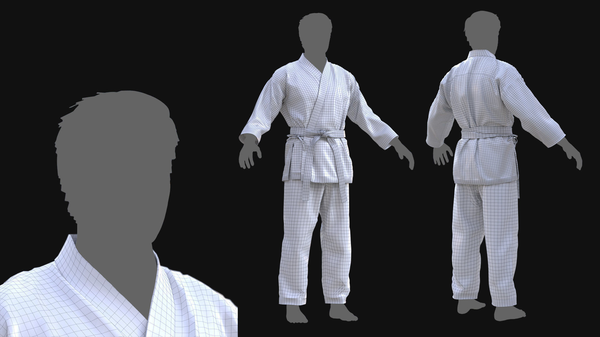 Male Martial Outfit 1 Low-poly 3D model_9