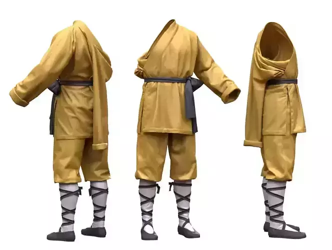 Male Martial Outfit 3 Low-poly 3D model
