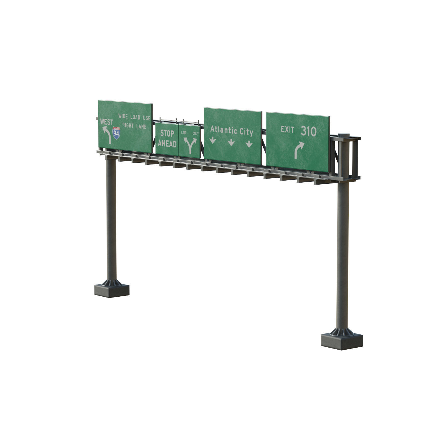 Highway Sign 05 Low-poly 3D model_10